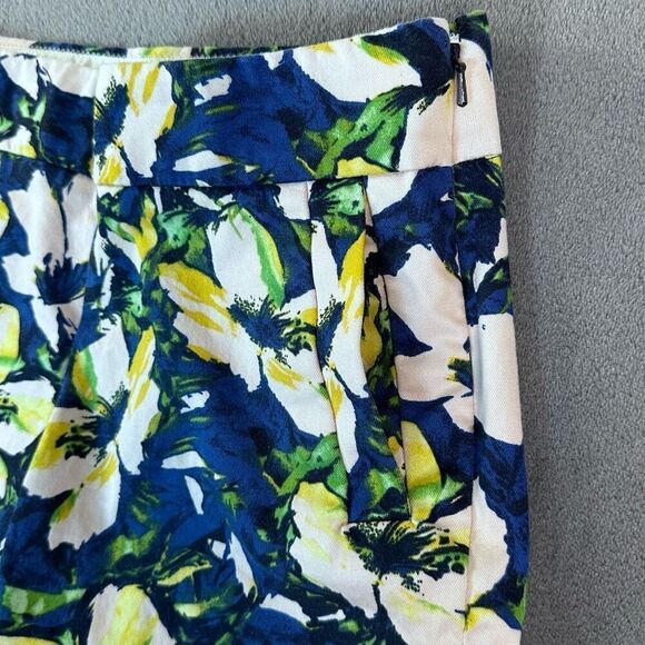 J. Crew Cotton Stretch Shorts Womens 0 Blue Yellow Green Floral Chino Hawaiian - Picture 2 of 11